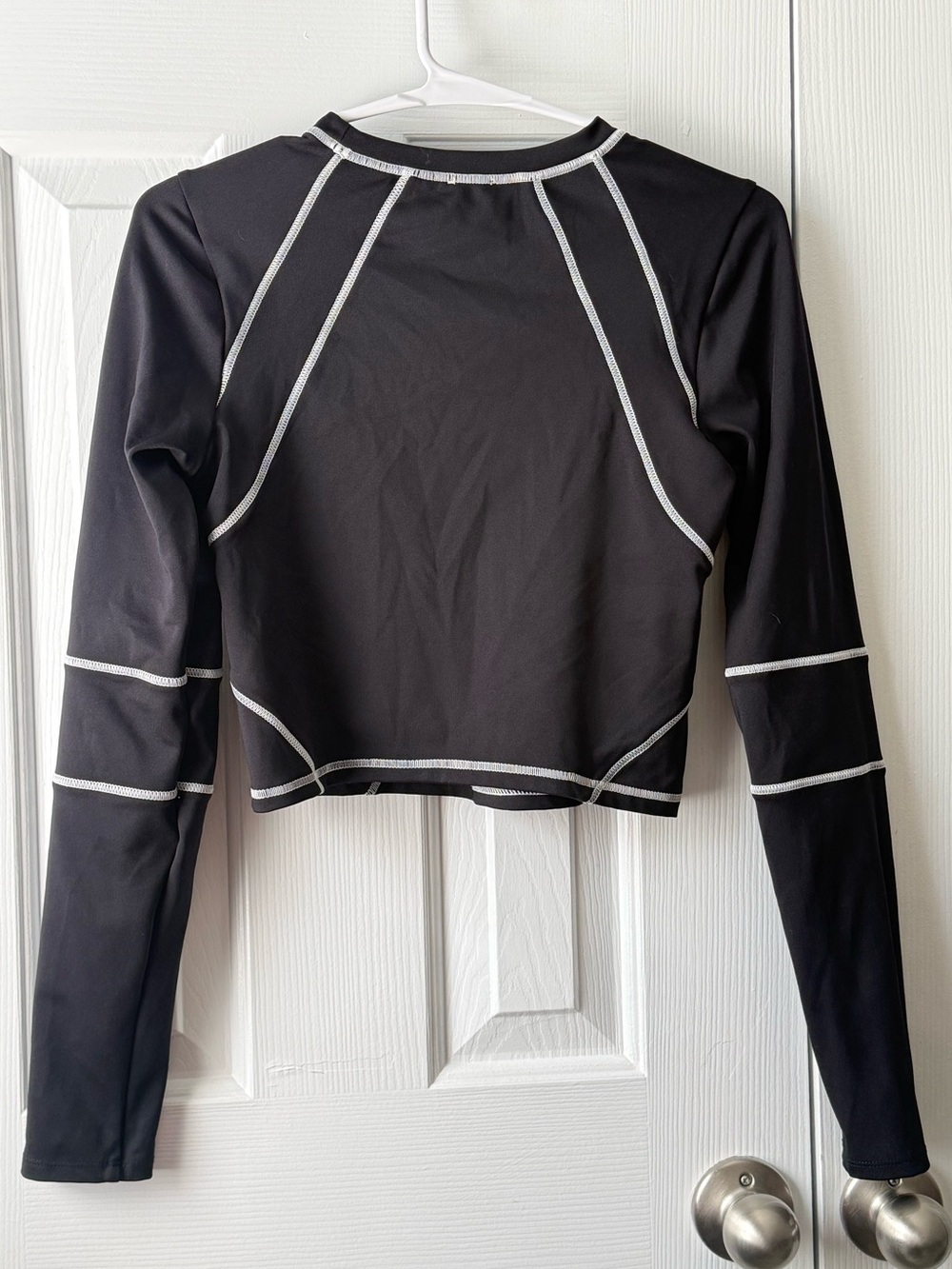 Garage Black Contrast Stitch Long Sleeve  Crop Top Size M